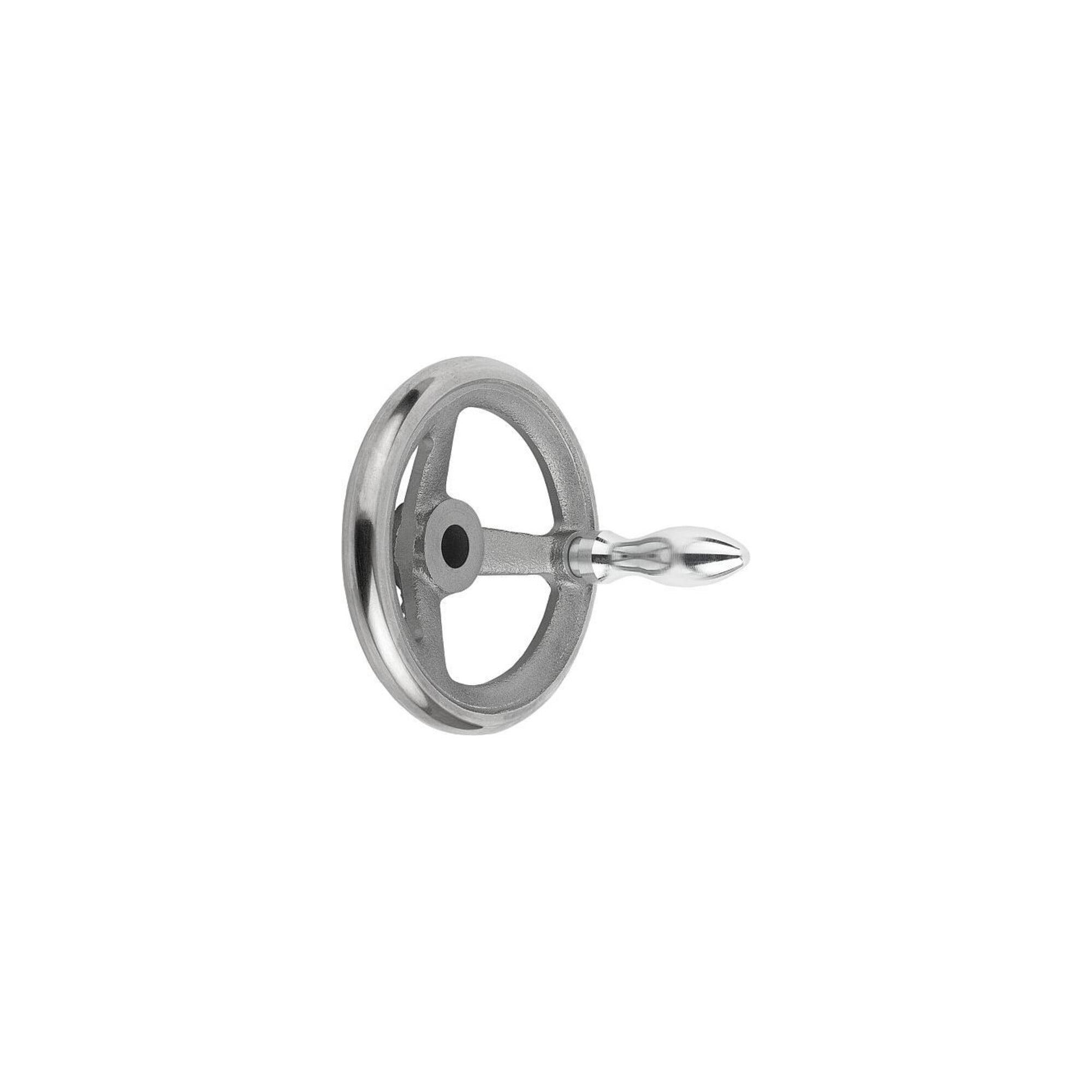 KIPP Handrad DIN 950 140mm Grauguss Stahl Ballengriff (K0671.4140X16)