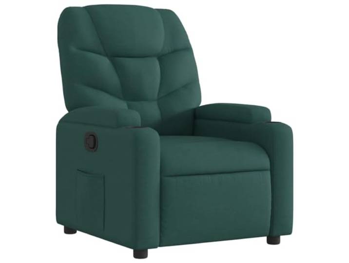 GHVBNMF Relaxsessel Manuell Verstellbar Stoff Liegesessel Dunkelgrün Ergonomischer Tv Sessel mit Becherhalter und Seitentasche für das Wohnzimmer, ideal zum Entspannen und Lesen.