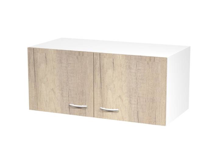 Réhausse d'armoire Eminence - H.40 x L.90 cm - Surmeuble Blanc - 2 portes Chêne Canadien