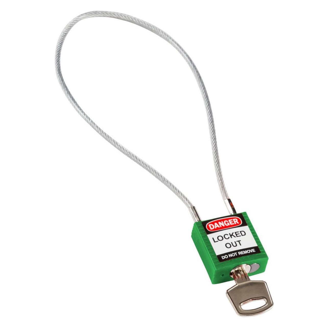 Brady SafetyPadlocks-Compact Cable Keyed Green (146127)