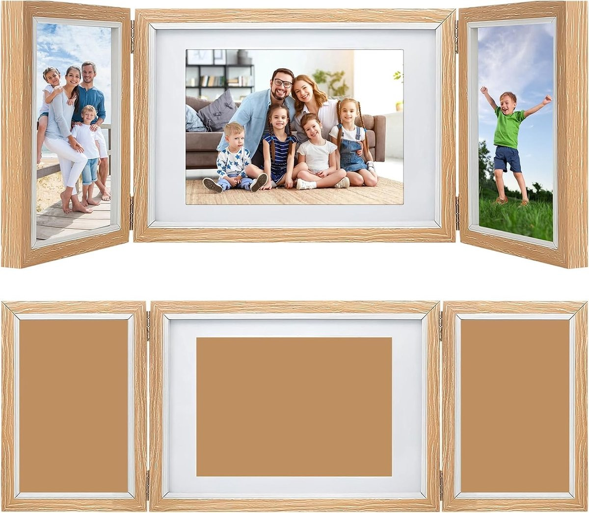 Set van 3 vouwbare houten fotolijstjes voor decoratie en cadeau-ideeën