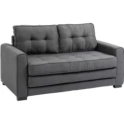 SCHLAFSOFA Klappsofa 2-Sitzer Sofa mit Schlaffunktion Leinen-Touch Holz Grau