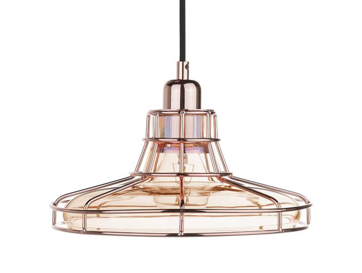 Beliani Hängeleuchte Torre 26/26/117 cm, Kupferfarben, Glas, E27, 26x117x26 cm, Lampen & Leuchten, Innenbeleuchtung, Hängeleuchten, Pendelleuchten