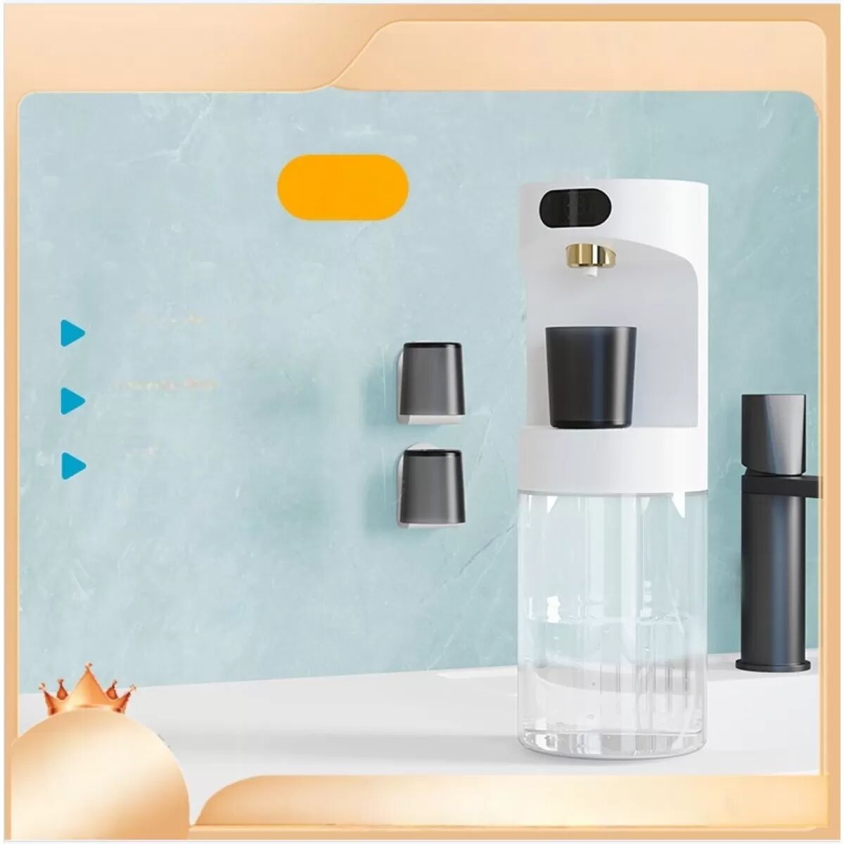INF Distributeur de bain de bouche intelligent - Induction magnétique sans contact, montage mural ou sur bureau, écran LED, Blanc