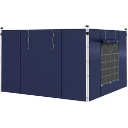 2 Seitenteile Seitenwände für 3x3/3x6m Pavillon mit Fenster, Tür, Blau