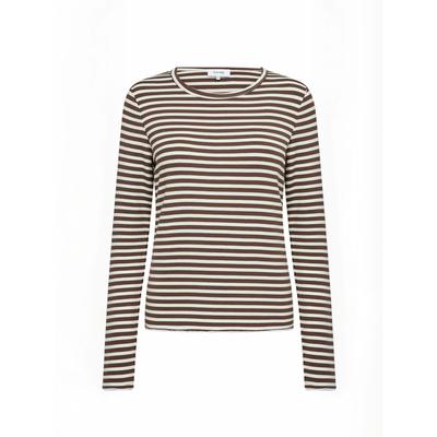 Kurzarmhemd LEVETE ROOM "Levete Room T-shirt LR-IKA", Damen, Gr. M, Normalgrößen, braun (8125c, fondue fudge combi), Obermaterial: 95% Viskose, 5% Elasthan, Hemden