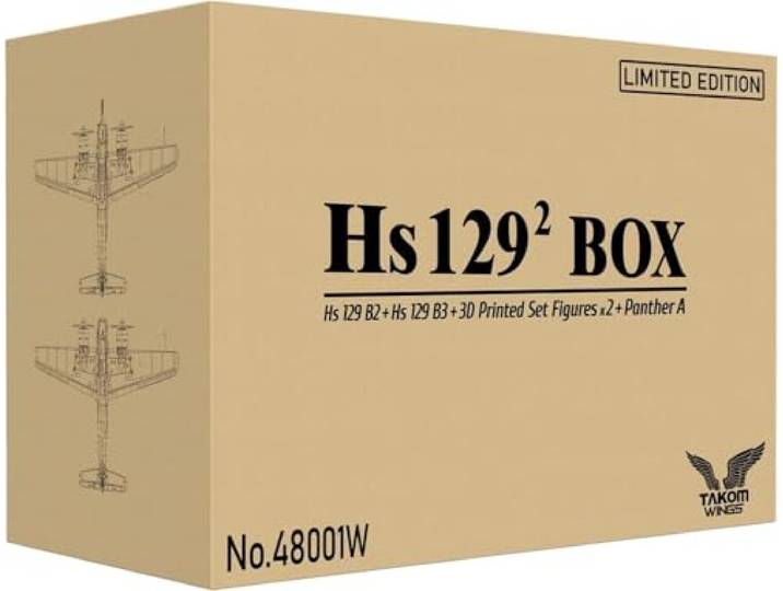 TAKOM 48001W Hs 129² Big Box 2 Flugzeuge, 1 Panzer + Figuren 1:48 Modellbausätze