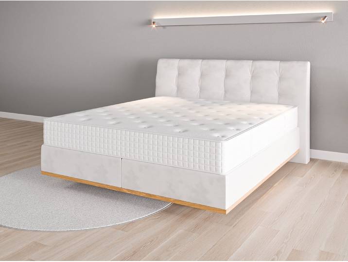 Boxspringbett 180x200 Nr. 2 - Weiß (Cremeweiß) - Vintage Velours