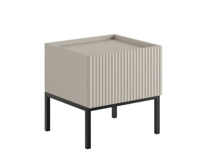 Compleo Nachttisch mit Schublade KELLY, ohne Griffe, geriffelter Front