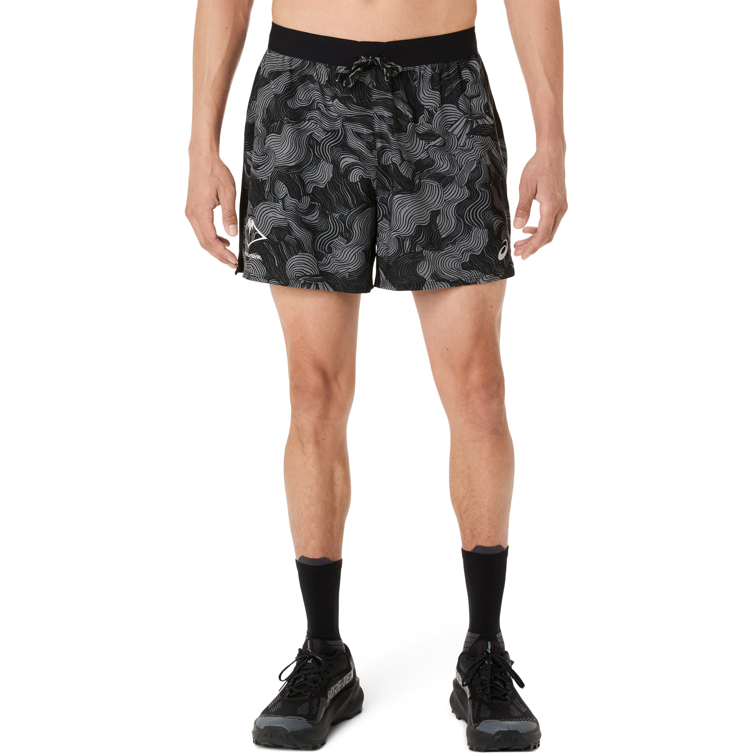 Asics Fujitrail All Over Print 5'' Herren Laufhose schwarz Größe XXL Trailrunning | Laufen Elastisch