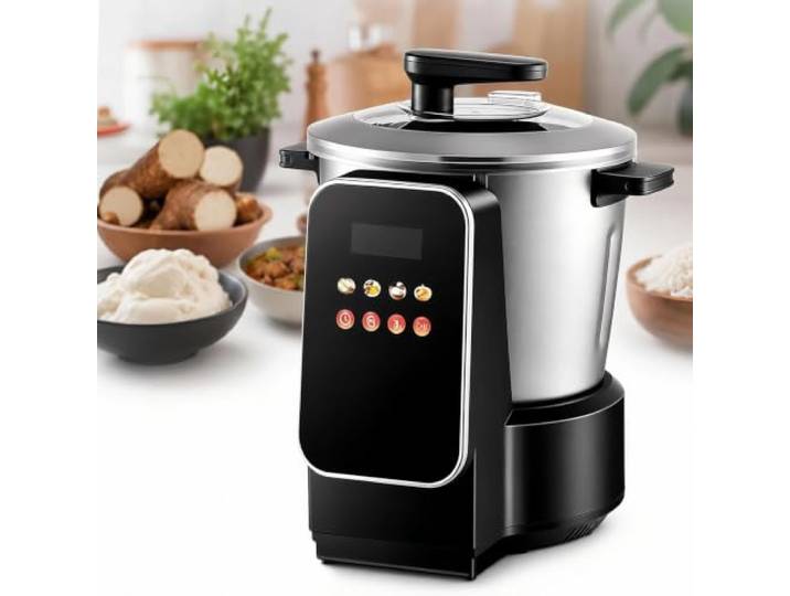 900W Elektrische Yam Pounded Maschine,Yam Stampfer Food Processor LED-Touchscreen Und Timer,Antihaft-Edelstahl-Schale,5-6 Personen Nutzen,Klumpenfreies Mischen Für Suppen Kartoffelpüree