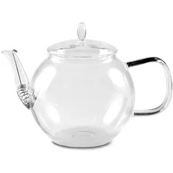 Feelino Glaskanne 800 ml | Borosilikatglas | mit Deckel und Teesieb Transparent