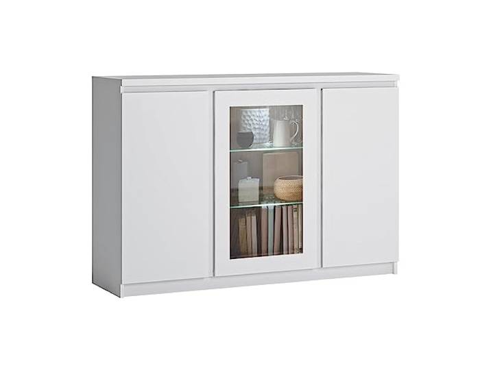 Lomadox Sideboard mit Vitrinenfach und LED Beleuchtung in weiß, B/H/T ca. 135,4/92,9/40 cm