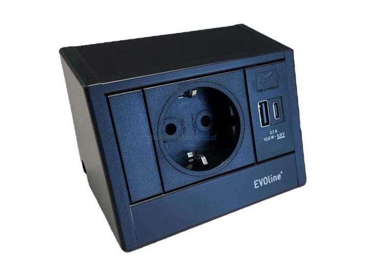 HKT Steckdosenelement, Schwarz, Edelstahlfarben, Kunststoff, 14x13.5x25 cm, Elektrogeräte, Elektronik-Zubehör, Steckdosen & Stecker