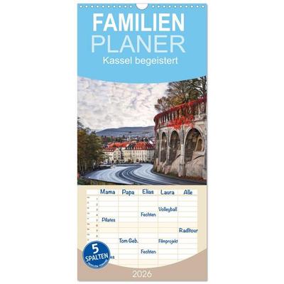 Familienplaner 2026 - Kassel begeistert mit 5 Spalten (Wandkalender, 21 x 45 cm) CALVENDO