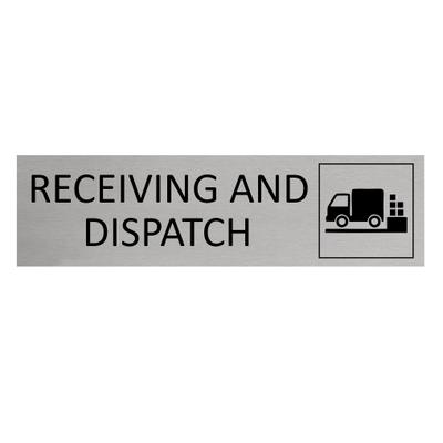 CombiCraft Aluminium Türschild Receiving And Dispatch 165x45mm mit 3M-Tape zur Befestigung, einfache Kennzeichnung von Räumen und Bereichen