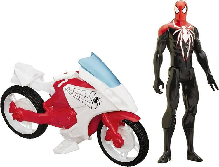 Hasbro Spiderman met Web Net Cycle motorfiets, 30 cm