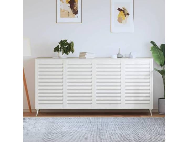 YUOGHRTFE Schranktüren Lamellen-Design 4 STK Weiß 99,3x59,4 cm Massivholz Massives Kiefernholz, Luftzirkulation, Schimmelresistent, Vielseitig für Küche, Bad, Kleiderschrank