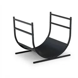 Relaxdays Kaminholzregal U-Form, Metall, HBT: 40x46x38 cm, Brennholzregal für Feuerholz, Stapelholz, Brennholz, schwarz