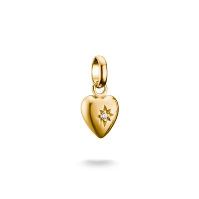 Charm Herz THOMAS SABO "Charm Herz mit Stern - Connect", gold (gelbgoldfarben, kristallweiß, kristallweiß), Charms, Damen, Silber 925 (recycelt), mit Rubin (synth.), Zirkonia (synth.)