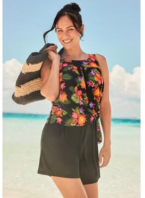 Plus Size Women's 2-Piece Blouson Swim Set by Swim 365 in Fruit Tropical (Size 34)