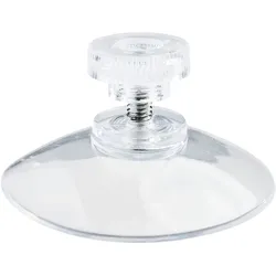 Saugnäpfe, ø = 40 mm, transparent, mit M4-Gewinde 6 mm lang, inkl. transparenter Rändelmutter, Weich-PVC