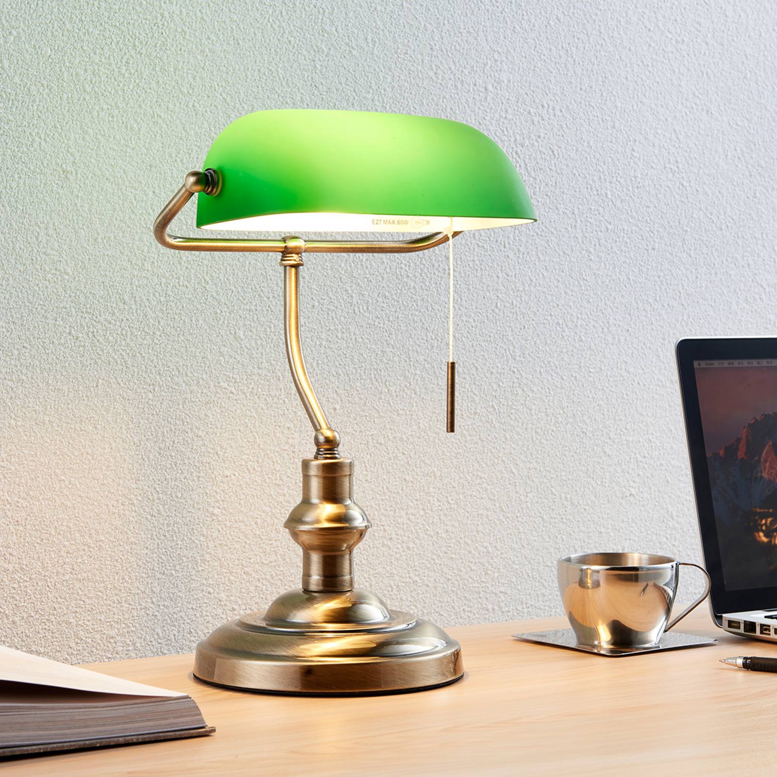 Desk Lamp Milenka Lindby, Bronze / antique brass, Living / Dining Room, metal, Antique, Table Lamp