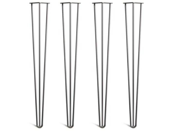 The Hairpin Leg Co. 4X Haarnadel-Tischbeine: Doppel-Schweiß Stahl, Schrauben, Anleitung, Schutzfüße. Klassischer 10mm 3 Stangen Stil. 86cm Schwarz