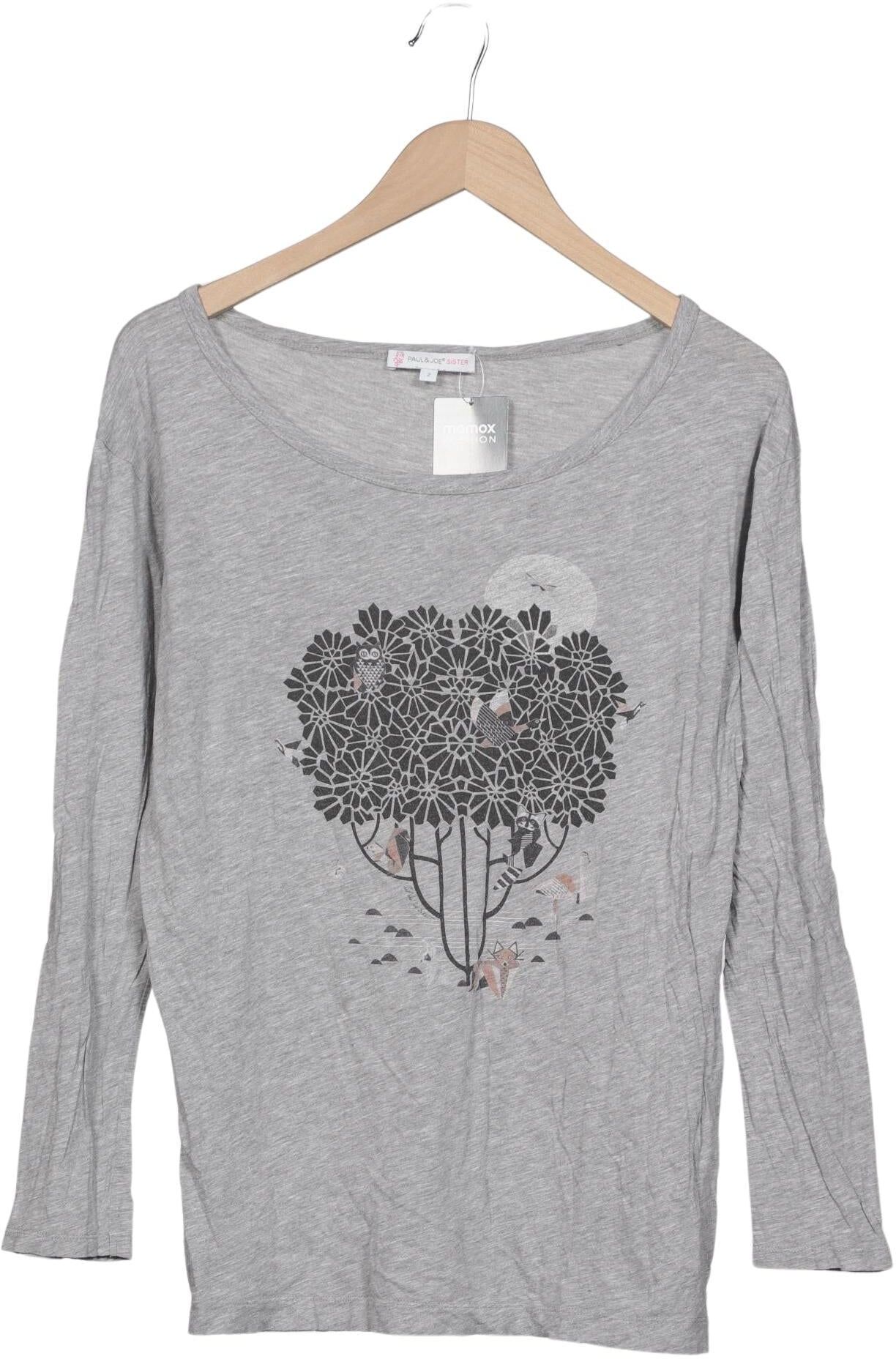 Paul & Joe Sister Damen Langarmshirt, Grau, Gr. M, Modal / Baumwolle - Second Hand