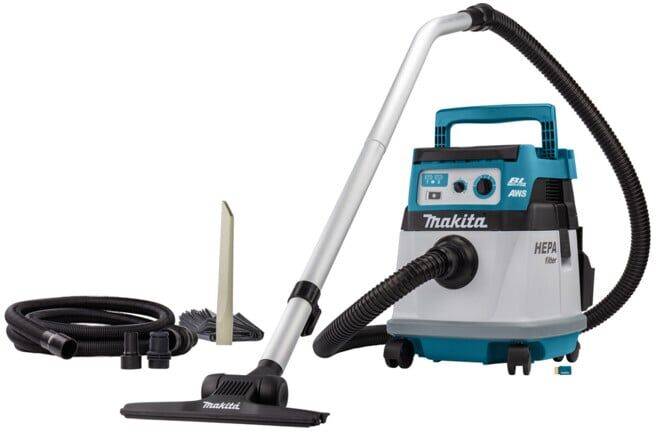 Makita Aspirateur sans fil 15L 2x18V sec (sans batterie, sans chargeur) avec adaptateur radio AWS WUT01 (DVC157LZX3)