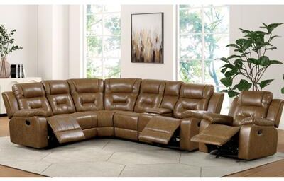 Furniture of America Charlestly 2-Piece Brown Faux Leather Sectional and Recliner Set
