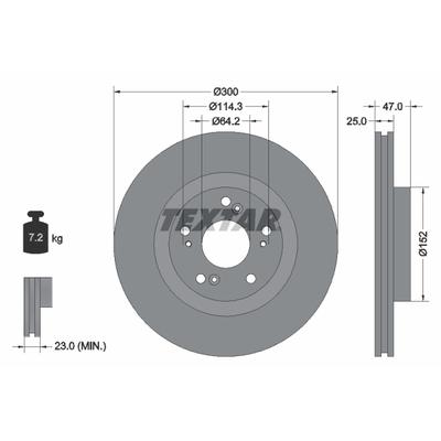 TEXTAR Bremsscheibe PRO 92186503 300mm 25mm für HONDA