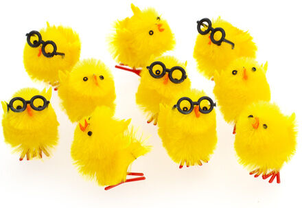 Chenille-Küken mit Brille, 10 Stück