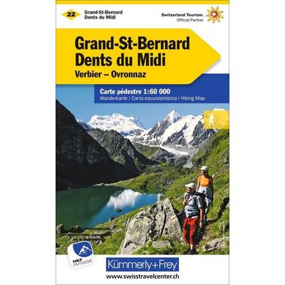 Kümmerly+Frey Wanderkarte 22 Grand-St-Bernard, Dents du Midi 1:60.000, Sonstige von , Kümmerly+Frey, 978-3-259-02222-1