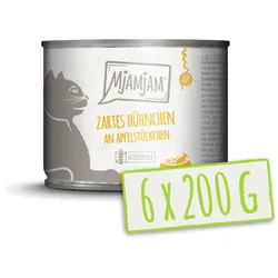 MJAMJAM 200 Gramm Katzennassfutter 6 x 200 Gramm zartes Hühnchen mit Apfelstückchen
