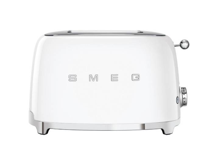 Smeg Toaster, Weiss Hochglanz, Metall, 31x19.5x20 cm, Krümelschublade, Auftaufunktion, Aufwärmfunktion, Schnellstoppfunktion, automatischer Auswurf nach Röstende, Bagel-Funktion, Kochgeschirr, Küchengeräte, Toaster