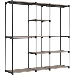 Helloshop26 - Kleiderschrank Kleiderständer 43 x 138 x 182 cm 3 Hängefächer mit Ablagen großes Fassungsvermögen für Schlafzimmer 12_0003977