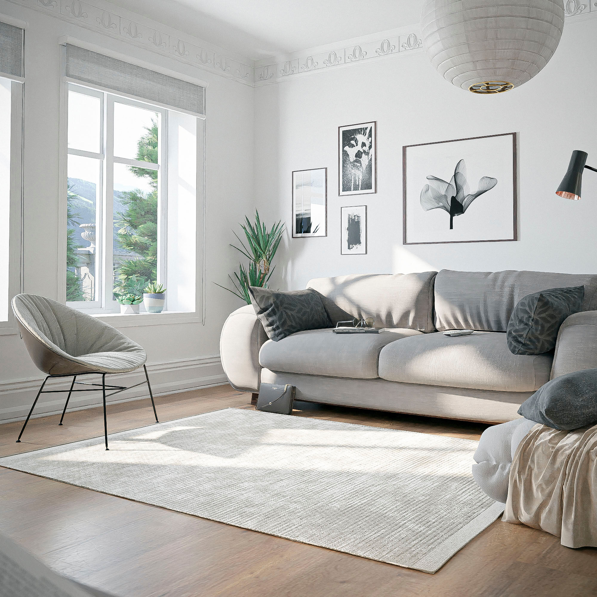 Wollteppich OTTO HOME "Woolscape", beige (natur, grau), B:240cm H:10mm L:290cm, Baumwolle, Wolle, Teppiche, Wendeteppich, handgewebte Qualität, meliert, reine Wolle, Wohnzimmer