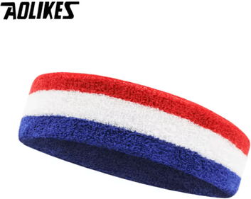 Inspire Picks AOLIKES Cotton Athletic Headband Elastic Sweatband For Basketball, Gym, Running & Fitness blue White Red