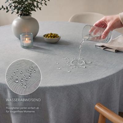 Tischdecke OTTO HOME "Josée, wasserabweisend, in eckig & rund", grau (hellgrau), Ø:140cm, Polyester, Tischdecken, Tischdecke, strukturiert, Leinenoptik, uni,wasserabweisend, pflegeleicht, Deko