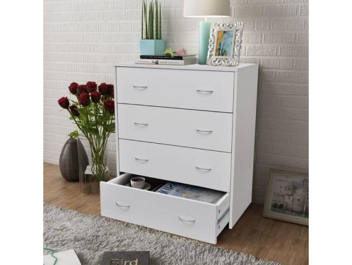 Buffet bas - alsa - 4 tiroirs - Blanc - Laqué - Contemporain - Design