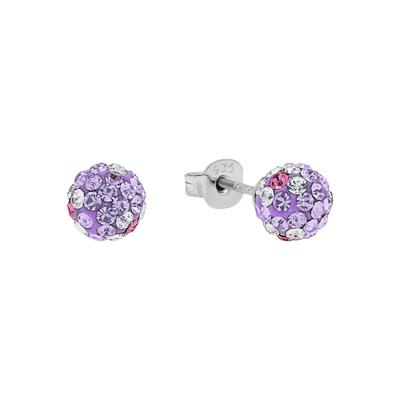 Paar Ohrstecker AMOR, lila (silberfarben, kristallwei, lila, rosa, kristallweiß, lila, rosa), Ohrringe, Damen, 6mm, Silber 925 (Sterlingsilber), mit Zirkonia (synth.)