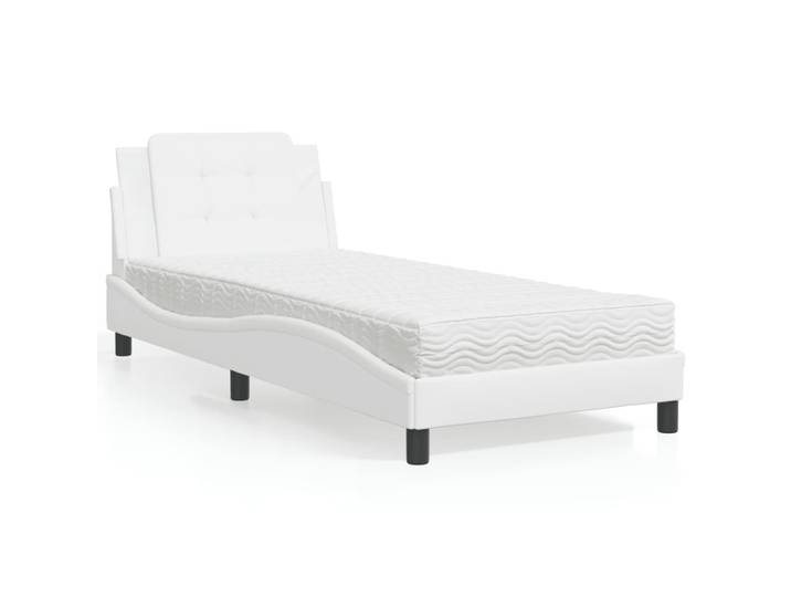 vidaXL Bett mit Matratze Zadar Weiß 80x200 cm Kunstleder