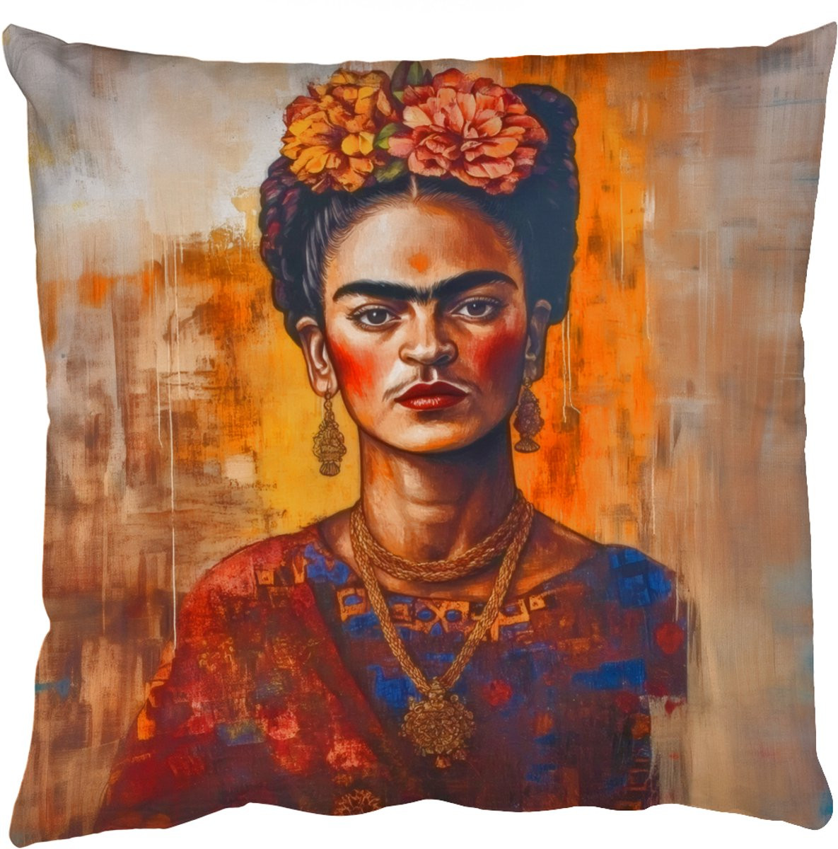 PillowMonkey Sierkussen Portret met Sieraden Design - 60 x 60 cm