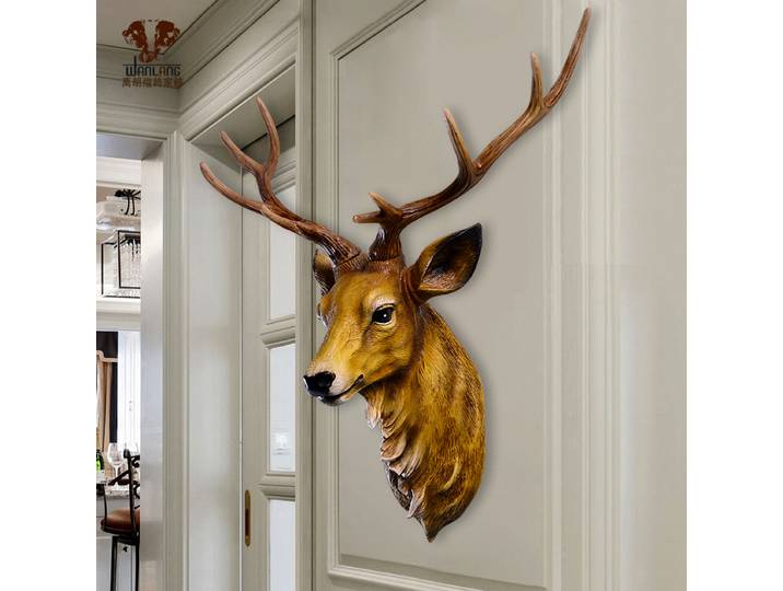 Mur de tête de cerf de simulation européenne, décoration murale rétro créative, salon de porche
