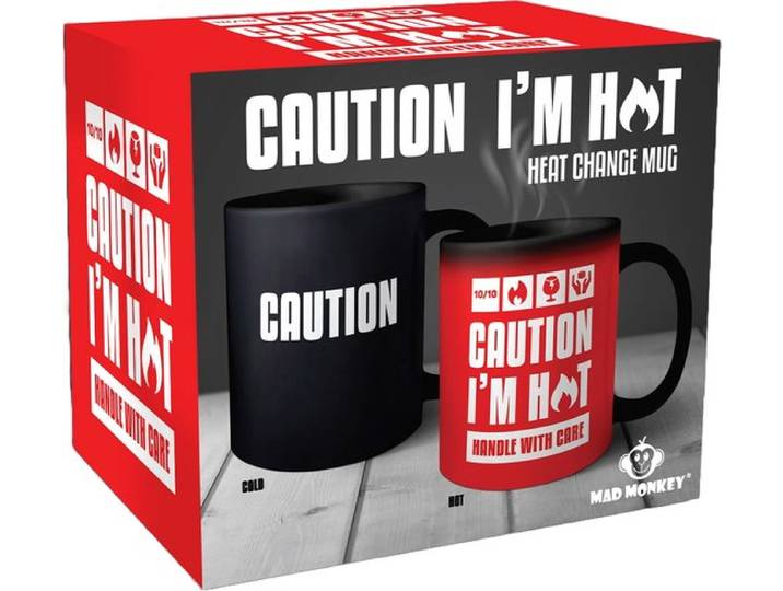 Tasse Caution I am Hot mit Farbwechsel