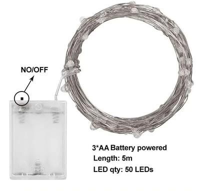 Uplift Picks 2M 5M 10M Battery Powered Fairy Lights Copper Wire String Garland warm White (5m) no Battery