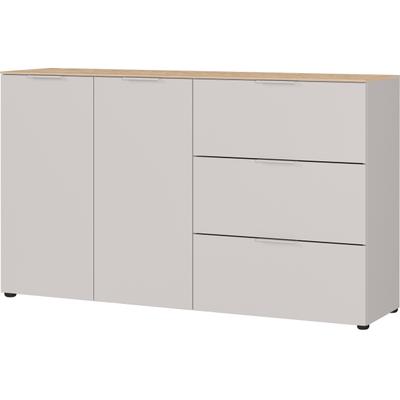 Sideboard GERMANIA "Savoca", beige (kaschmir, lindberg, eiche, nachbildung), B:151cm H:98cm T:40cm, Holzwerkstoff, Sideboards, Sideboard, Breite 151 cm, Soft-close, 2 Fußvarianten inkl., Made in Germany
