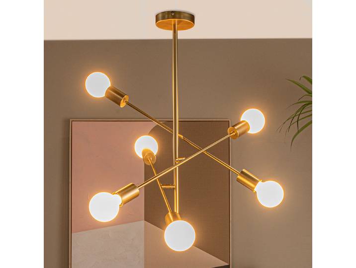 Deckenleuchte Lester Typ B 59 x 83 x 59cm Gold Eisen E27