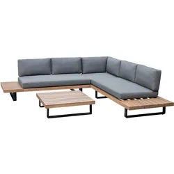 riess-ambiente Gartenlounge Set ST. BARTH 255cm grau natur Akazie Sitzecke inkl. Tisch und Kissen FSC-zertifiziert
